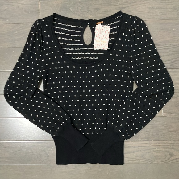 Free People Sweaters - NWT Free People Polka Dot Scoop Neck Sweater Size XS